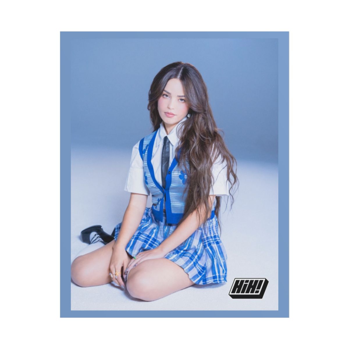 Blue Plaid Schoolgirl Photo Rolled Poster | Valkyrae - alternate angle 3, merchandise