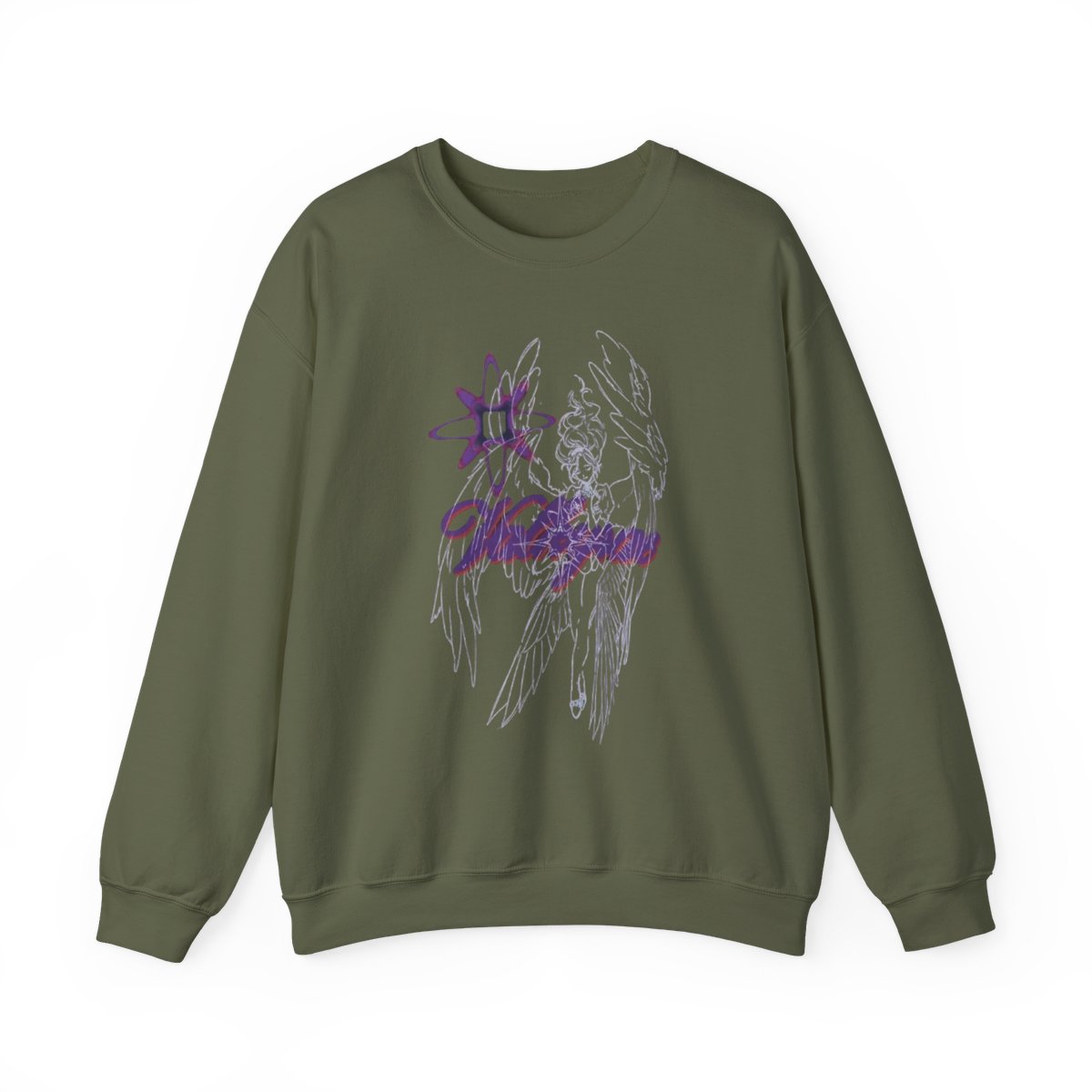 Dragon Skull Illustration Sweatshirt | Purple Grunge Wings | Valkyrae - alternate angle 4, merchandise
