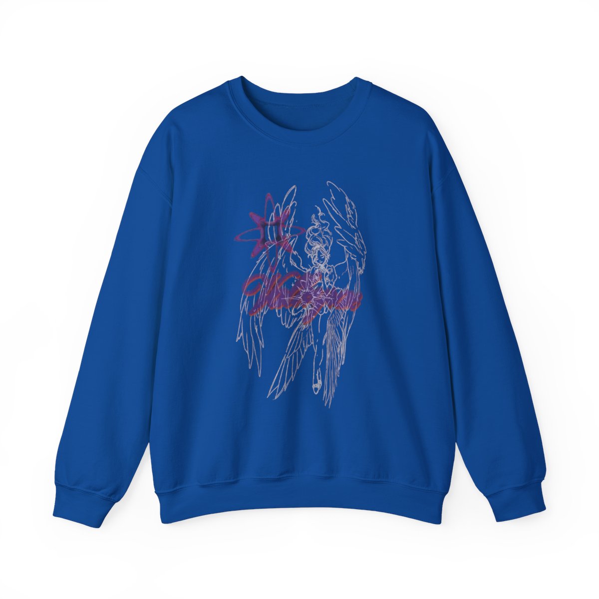 Dragon Skull Illustration Sweatshirt | Purple Grunge Wings | Valkyrae - Official Sweatshirts merchandise