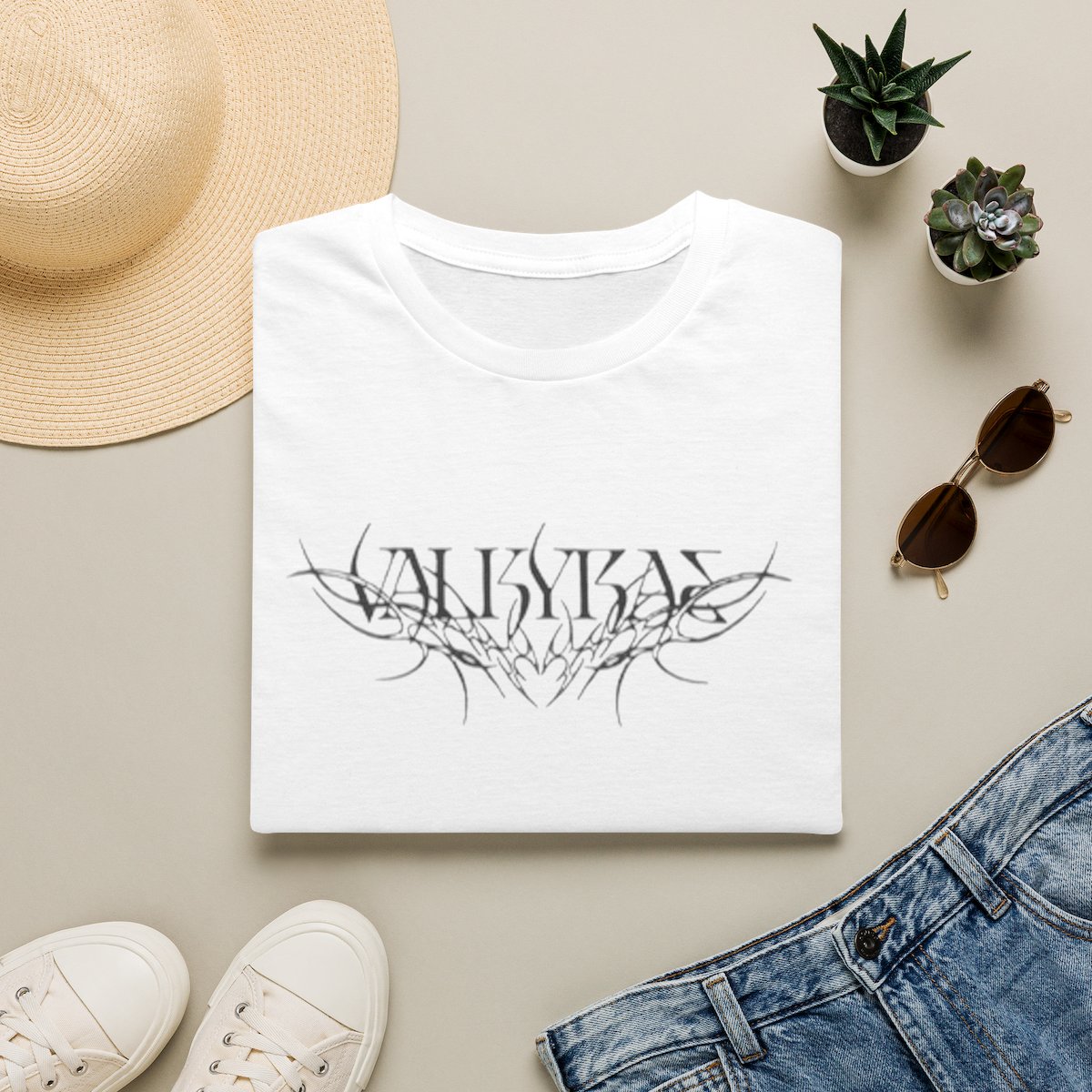 Tribal Valkyrie Script T-Shirt | Norse Warrior Mythology Tee | Valkyrae
